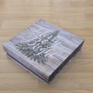 Merry & Bright Decorative Box Christmas Gift Box Magnetic Box 8.26"×8.26"×2"